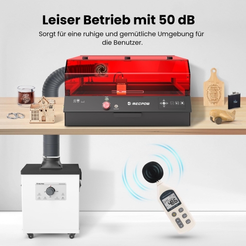 Mecpow X4 Pro 22W Lasergravierer Set mit P150 Rauchabsaugung & R1 1064nm Infrarot-Lasermodul
