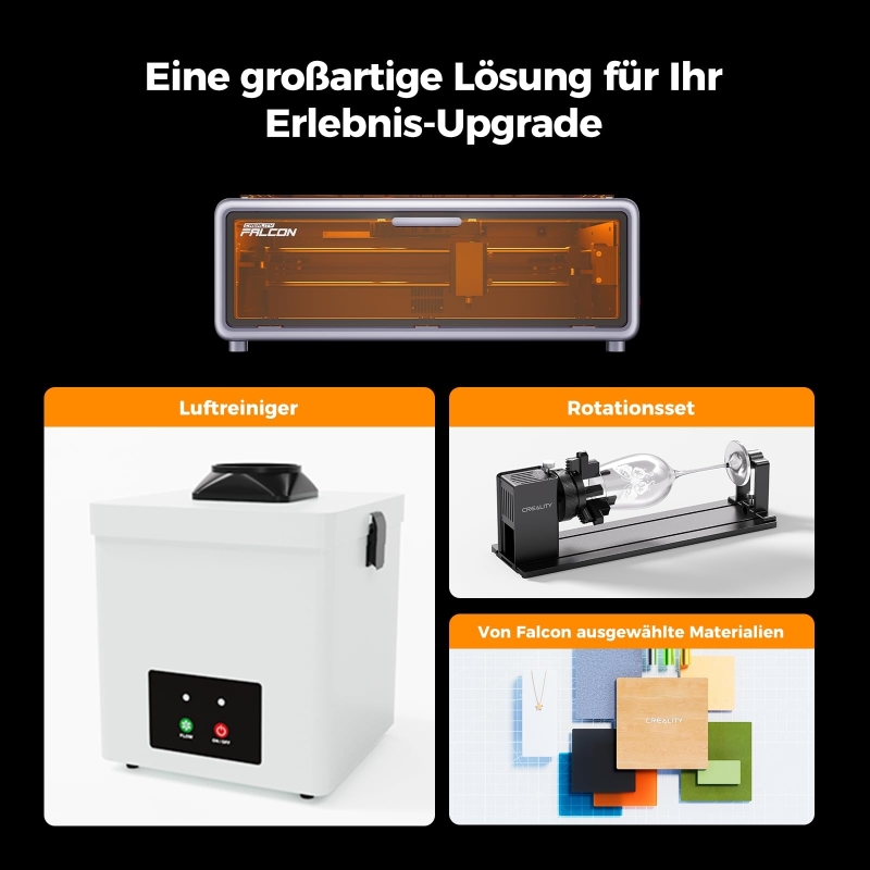 Creality Falcon A1 10W Lasergravierer Set mit Mecpow P150 Rauchabsaugung