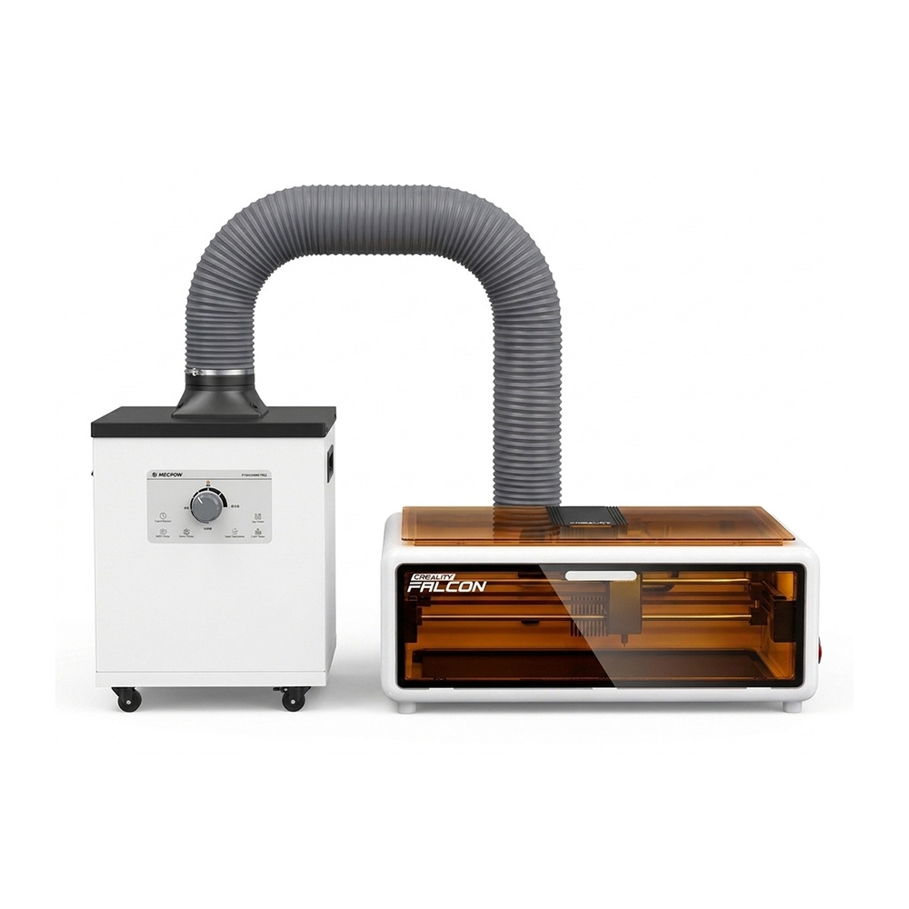 Creality Falcon A1 10W Lasergravierer Set mit Mecpow P150 Rauchabsaugung, Kamera, 600 mm/s, 3-Stufen-Filtersystem