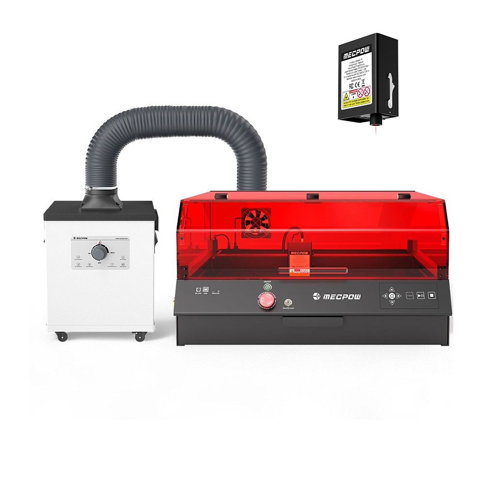 Mecpow X4 Pro 22W Komplettset – Lasergravur auf Holz & Metall mit R1 Infrarotlaser + P150 Rauchabsaugung