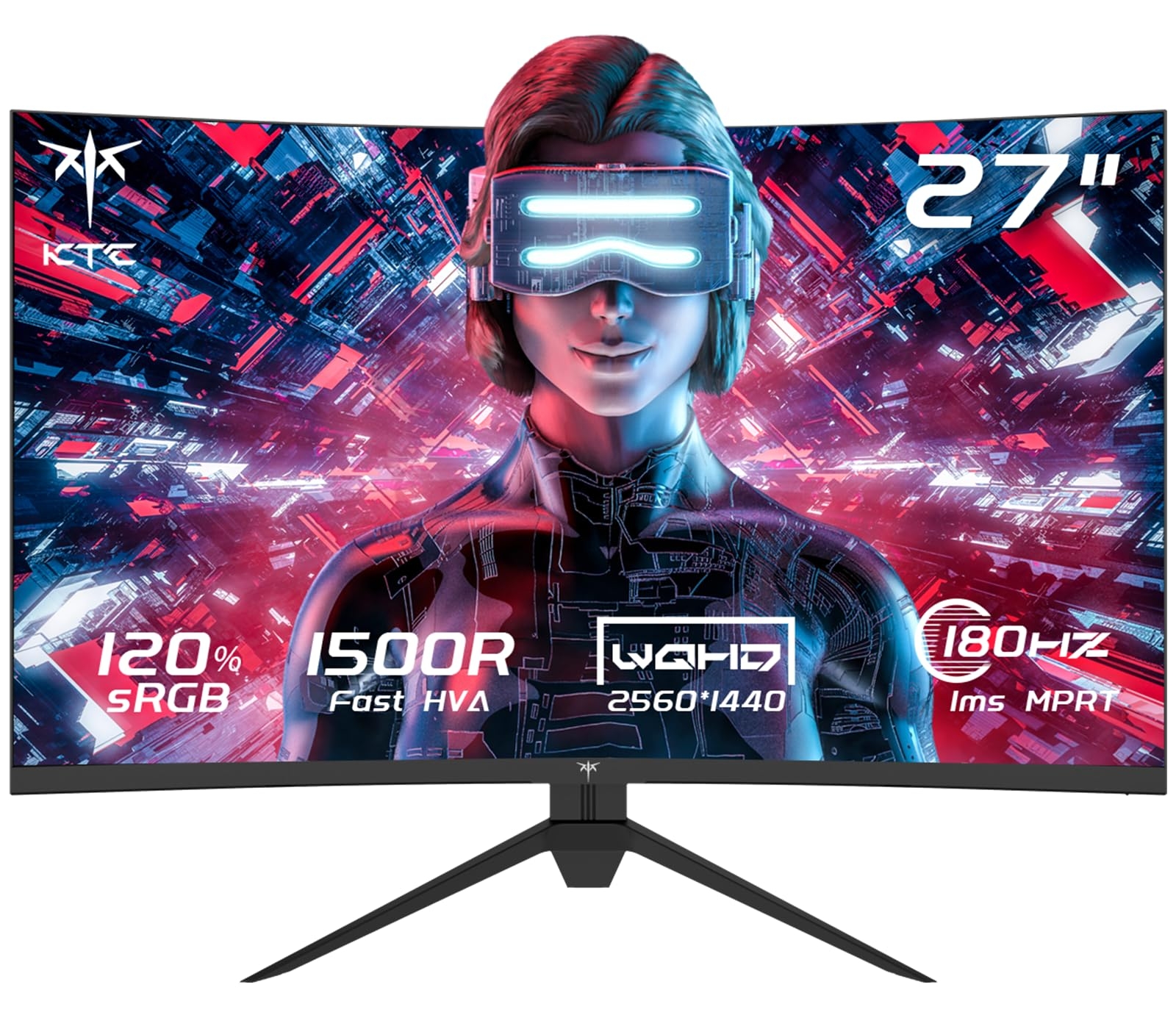 KTC H27S17 Curved Gaming-Monitor 27 Zoll, 2560 x 1440 QHD, 180Hz, 1500R VA, HDR10