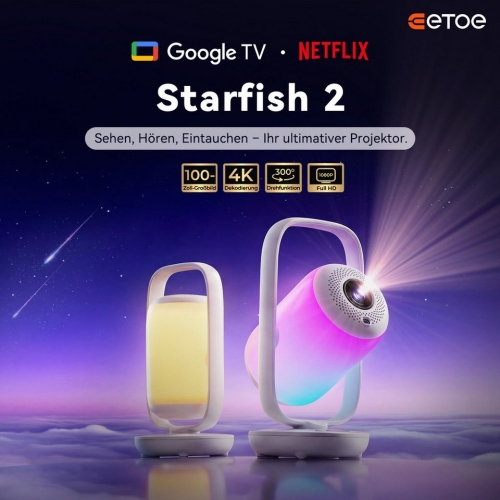 ETOE Starfish 2 Beamer Full HD 1080P mit Google TV