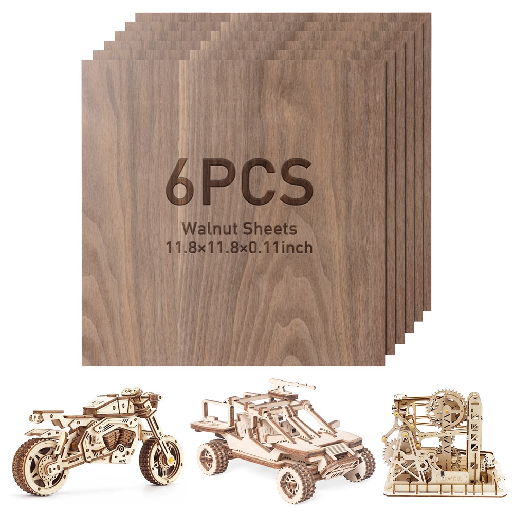 Mecpow AS3 Walnussholz Platten 300×300×3 mm, 6 Stück