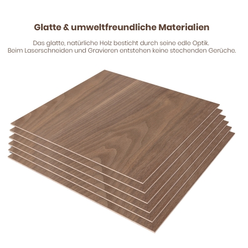 Mecpow AS3 Walnussholz Platten 300×300 mm 6er Set