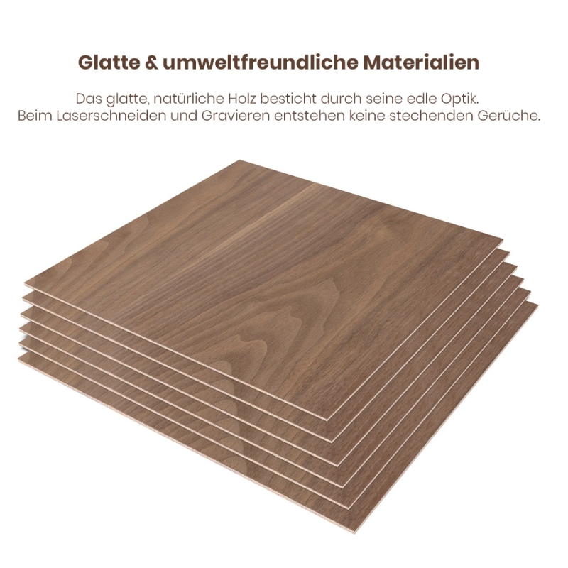 Mecpow AS3 Walnussholz Platten 300×300 mm 12er Set