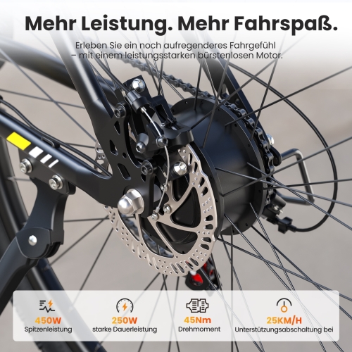 Touroll U1 Step-over 26" E-Mountainbike 65 km Reichweite 45 Nm StVZO