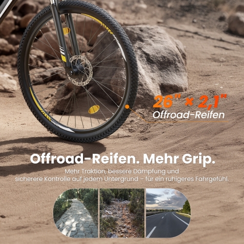 Touroll U1 Step-over 26" E-Mountainbike 65 km Reichweite 45 Nm StVZO
