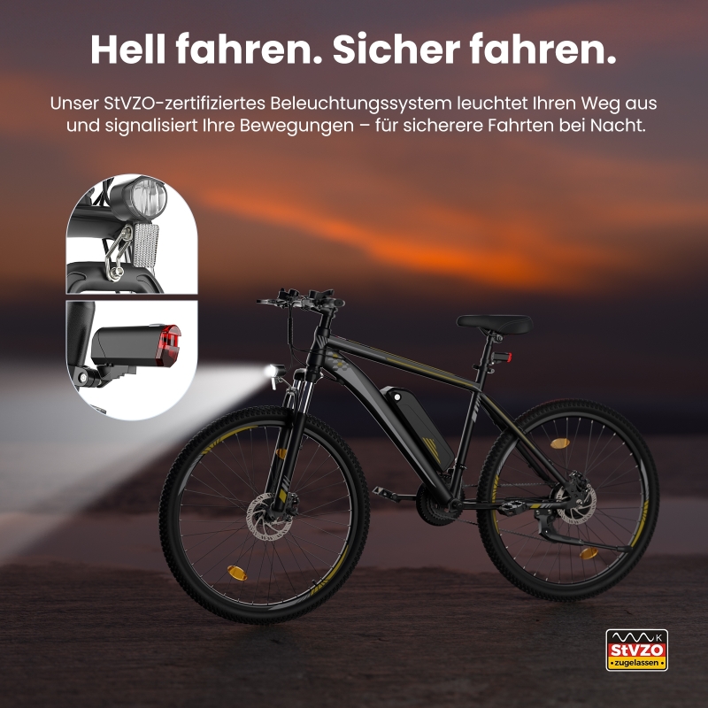 Touroll U1 Step-over 26" E-Mountainbike 65 km Reichweite 45 Nm StVZO