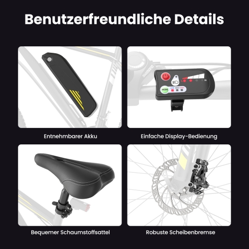Touroll U1 Step-over E-Mountainbike 29 Zoll 250W Shimano StVZO