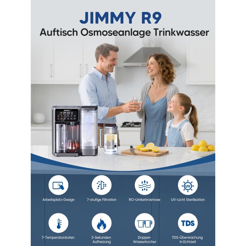 Jimmy R9 Wasserfilter mit Umkehrosmose + 3 Ersatzfilter