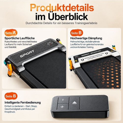 AKLUER 520A-A Walking Pad mit Fußmassage | 2-in-1
