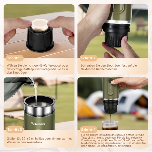 Hydrofast PO-100 Tragbare Espressomaschine für unterwegs und Reisen