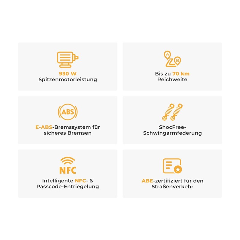 Ausom L1 ABE E-Scooter Straßenzugelassen mit 70 km Reichweite 15,6Ah 29 Nm