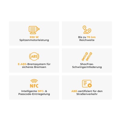 Ausom L1 ABE E-Scooter Straßenzugelassen mit 70 km Reichweite 15,6Ah 29 Nm