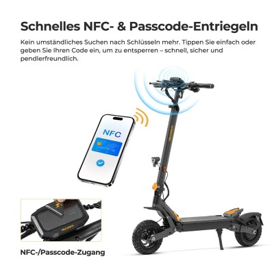 Ausom L1 ABE E-Scooter Straßenzugelassen mit 70 km Reichweite 15,6Ah 29 Nm