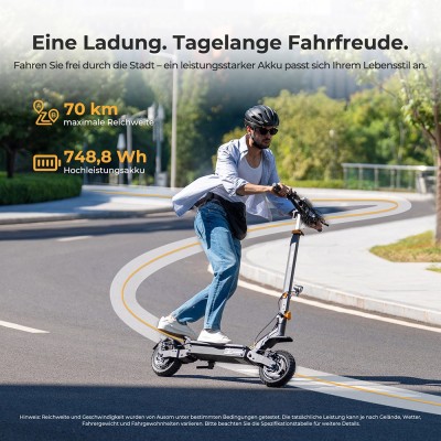 Ausom L1 ABE E-Scooter Straßenzugelassen mit 70 km Reichweite 15,6Ah 29 Nm