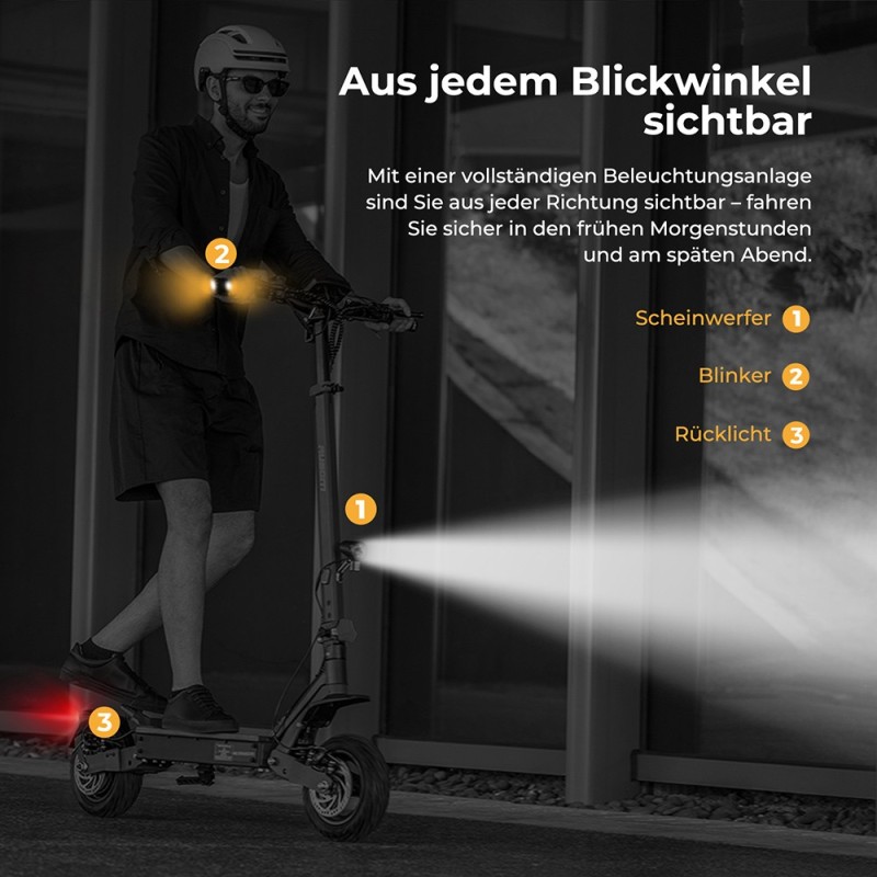 Ausom L1 ABE E-Scooter 15,6Ah – Straßenzugelassen mit 70 km Reichweite