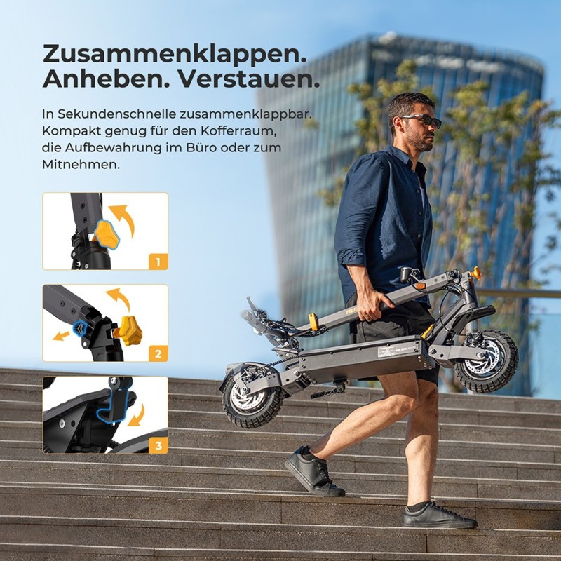 Ausom L1 ABE E-Scooter Straßenzugelassen mit 70 km Reichweite 15,6Ah 29 Nm