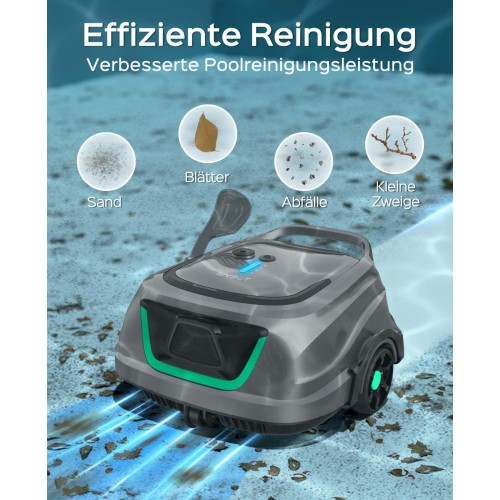 WYBOT A1 Cordless Pool Robot Vacuum  Double Filters  120min Runtime  2 5H Fast Charging  for Above Ground Flat-Bottom Pools  Bl 2