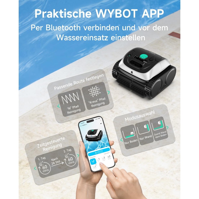 WYBOT C1 Kabelloser Poolroboter mit App-Steuerung