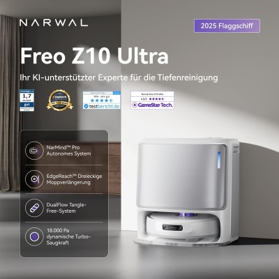 NARWAL Freo Z10 Ultra Saugroboter mit Wischfunktion & Selbstreinigungsstation