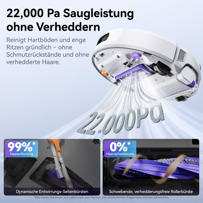 NARWAL Flow Saugroboter mit Wischfunktion 22.000 Pa Saugkraft