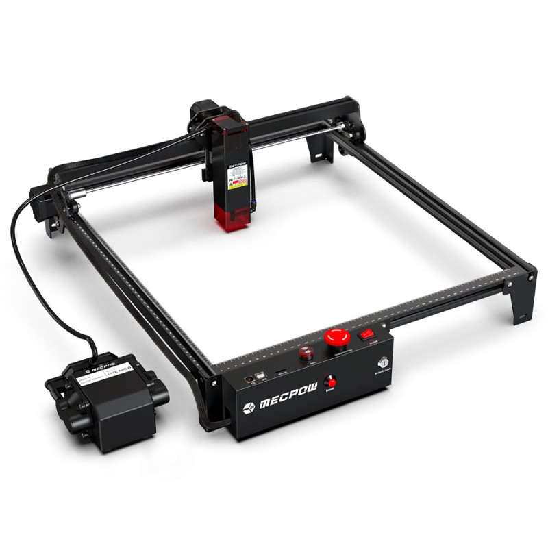 Mecpow X3 Pro 10W Laser-Graviermaschine mit einstellbarer Luftunterstützung  Sicherheitssperre  Not-Aus-Schalter  Flammendetek