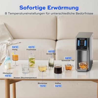 Hydrofast W100 Arbeitsplatten Wasserreiniger – RO Wasserfilter mit UV, 8 Temperaturen, 4L Tank