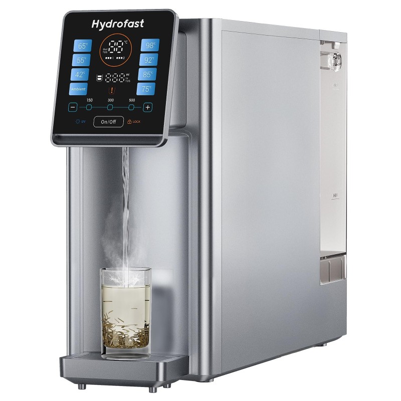 Hydrofast W100 Arbeitsplatten Wasserreiniger – RO Wasserfilter mit UV, 8 Temperaturen, 4L Tank