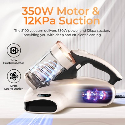 JIGOO S100 Intelligenter Doppelbecher-Matratzenstaubsauger mit 350W Leistung und 12KPa Saugkraft