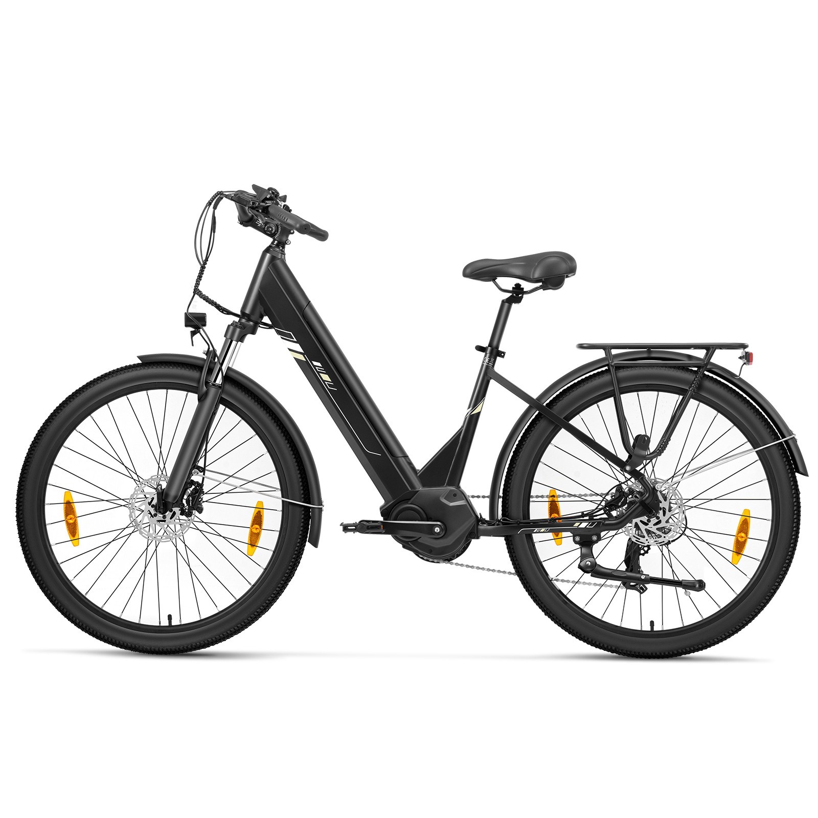 Touroll Urbano 3 27,5 Zoll E-Bike Pedelec 25km/h mit 36V 13Ah Akku, 250W Mittelmotor und StVZO Straßenzulassung, Grau