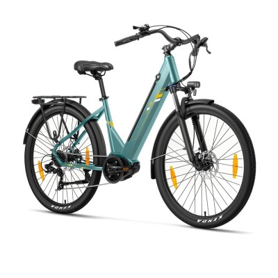 Touroll Urbano 3 E-Bike 250W Mittelmotor Blau 27,5 Zoll Pendler E Bike mit 120 km Reichweite