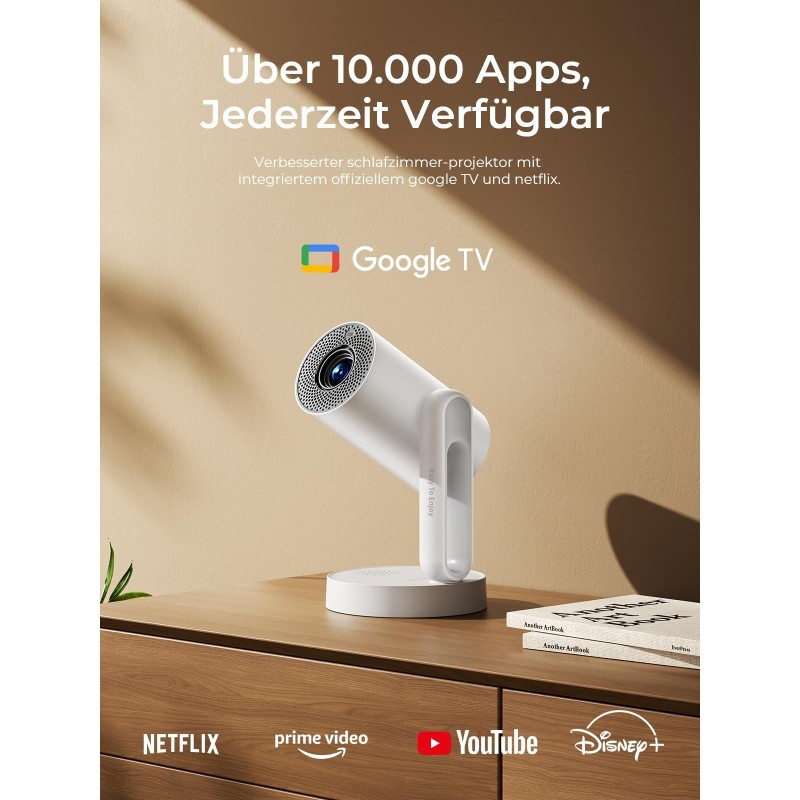 ETOE Starfish Plus Google TV Beamer – Mini Projektor mit 140° Rotation, Auto-Keystone