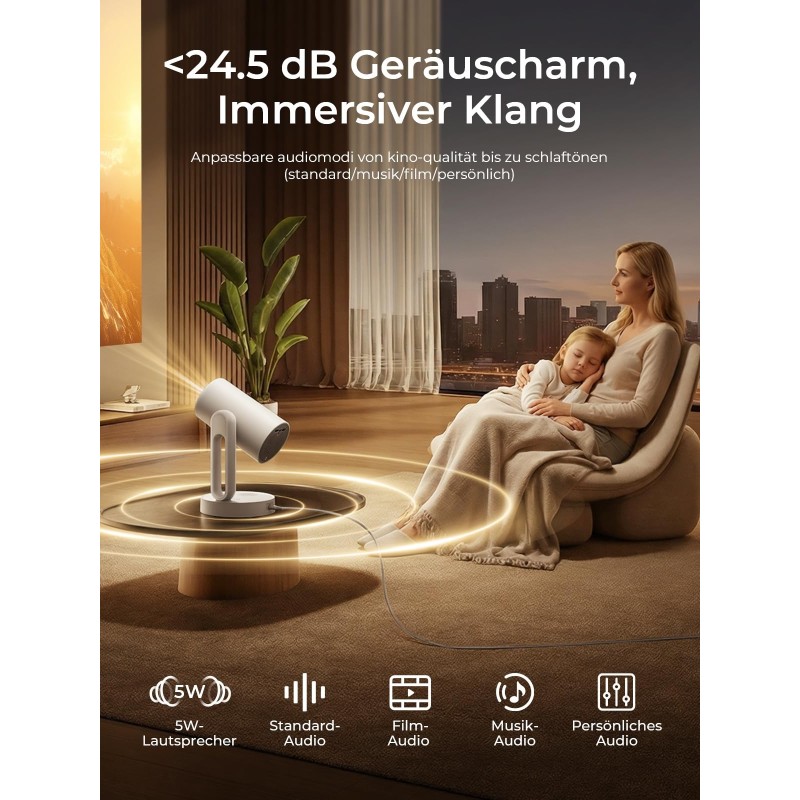 ETOE Starfish Plus Google TV Beamer – Mini Projektor mit 140° Rotation, Auto-Keystone