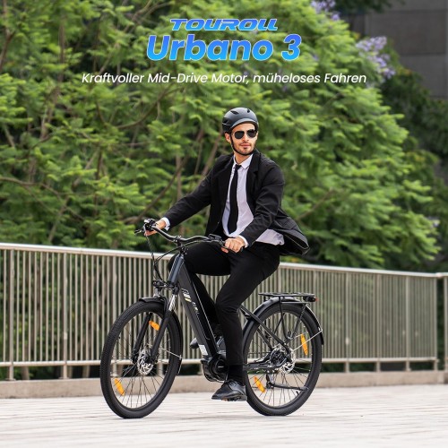 Touroll Urbano 3 E-Bike 250W Mittelmotor Blau 27,5 Zoll Pendler E Bike mit 120 km Reichweite 2