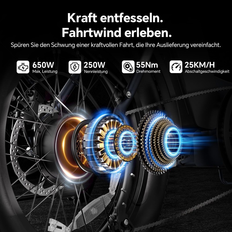 Touroll S2 Klapp-E-Bike 20 Zoll Fatbike 150km Reichweite StVZO