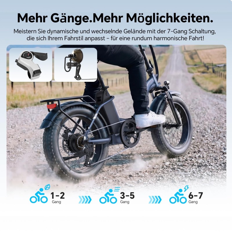 Touroll S2 Klapp-E-Bike 20 Zoll Fatbike 150km Reichweite StVZO