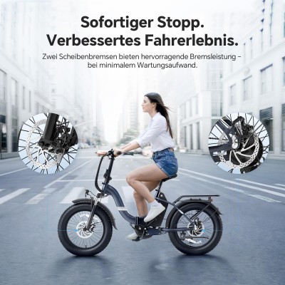 Touroll S2 Klapp-E-Bike 20 Zoll Fatbike 150km Reichweite