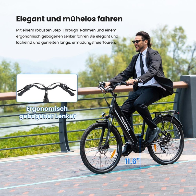 Touroll MA1 E-Bike Mittelmotor 26 Zoll 250W Ideal für Touren