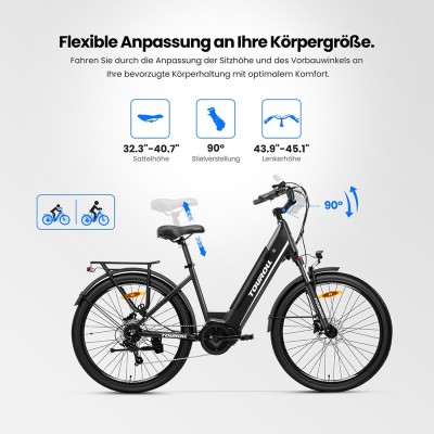 Touroll MA1 E-Bike Mittelmotor 26 Zoll 250W Ideal für Touren
