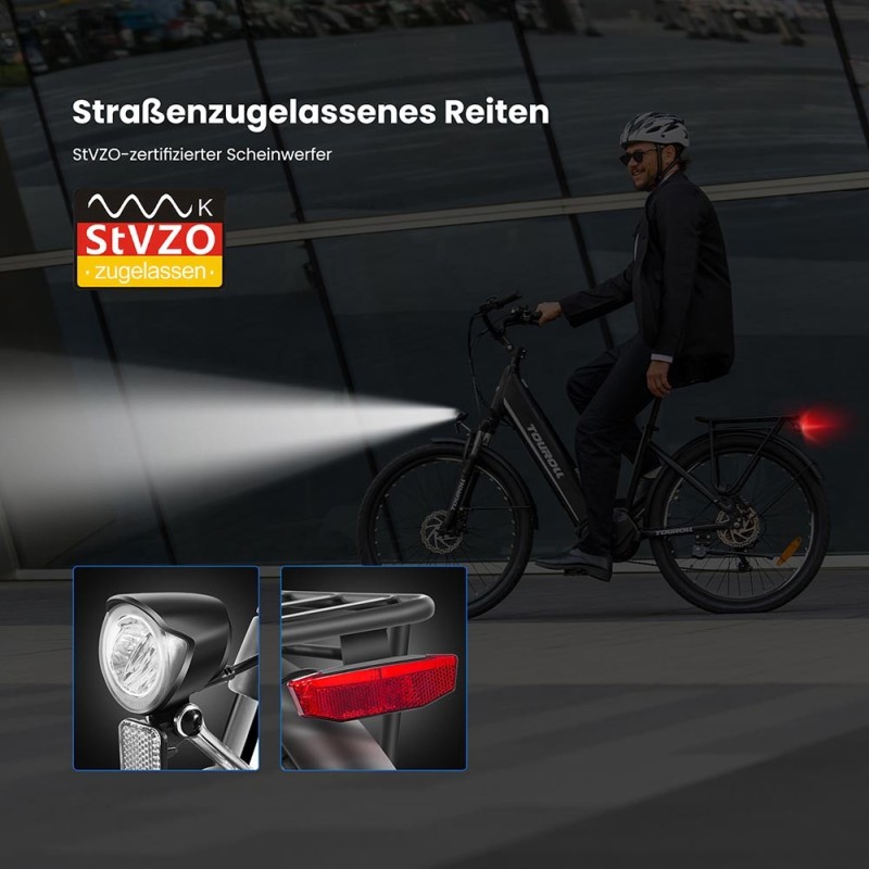 Touroll MA1 E-Bike Mittelmotor 26 Zoll 250W Ideal für Touren