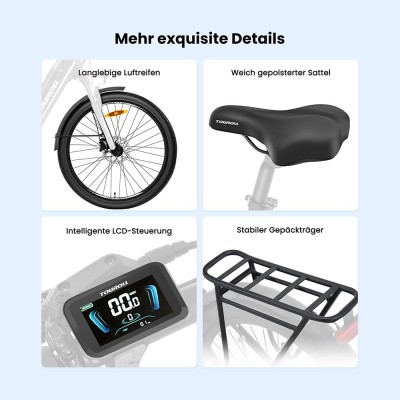 Touroll MA1 E-Bike Mittelmotor 26 Zoll 250W Ideal für Touren