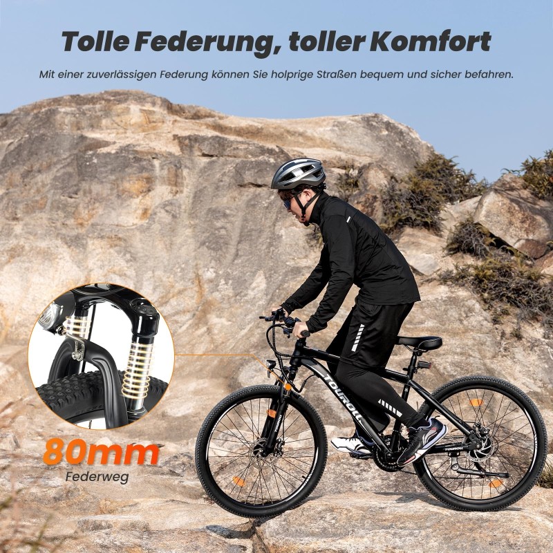 Touroll U1 E-Mountainbike 26 Zoll – 250W StVZO E-Bike 65km