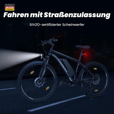 Touroll U1 E-Mountainbike 26 Zoll – 250W StVZO E-Bike 65km
