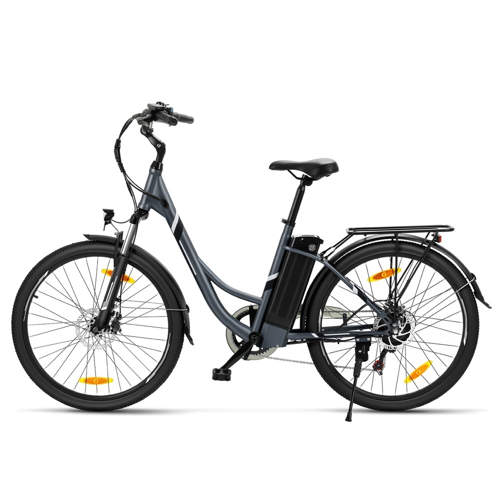 Touroll B1 Grau Step-Thru 26 Zoll E-Bike Pedelec 25km/h mit 36V 15,6Ah Akku und 250W Dauerleistung, StVZO Straßenzulassung