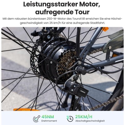 Touroll B1 E-Bike 26 Zoll Step-Through 250W 90 km Reichweite