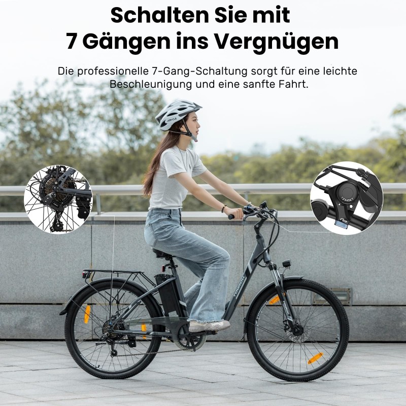 Touroll B1 E-Bike 26 Zoll Step-Through 250W 90 km Reichweite