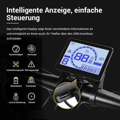 Eleglide T1 Step-Over Trekking  E-Bike 27,5 Zoll 250W 100 km Schwarz  (2026)