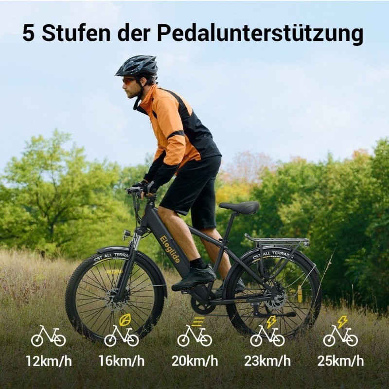 Eleglide T1 Step-Over Trekking  E-Bike 27,5 Zoll 250W 100 km Schwarz  (2026)