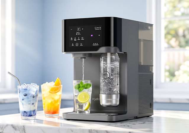 Hydrofast C300 6-Stufen RO Wasserfilter mit Sprudelwasser, Heißwasser, Eiswasser und effektiver Kalkreduzierung